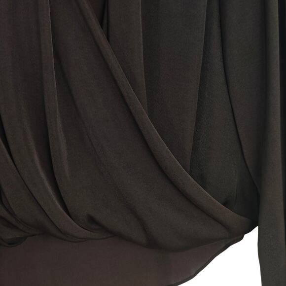 All Saints Abi Sleeve Draped Wrap Over Top Size 8 Purple V-Neck Silky Blouse - Picture 4 of 12